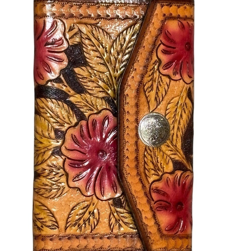 Floral Embossed Leather Wallet